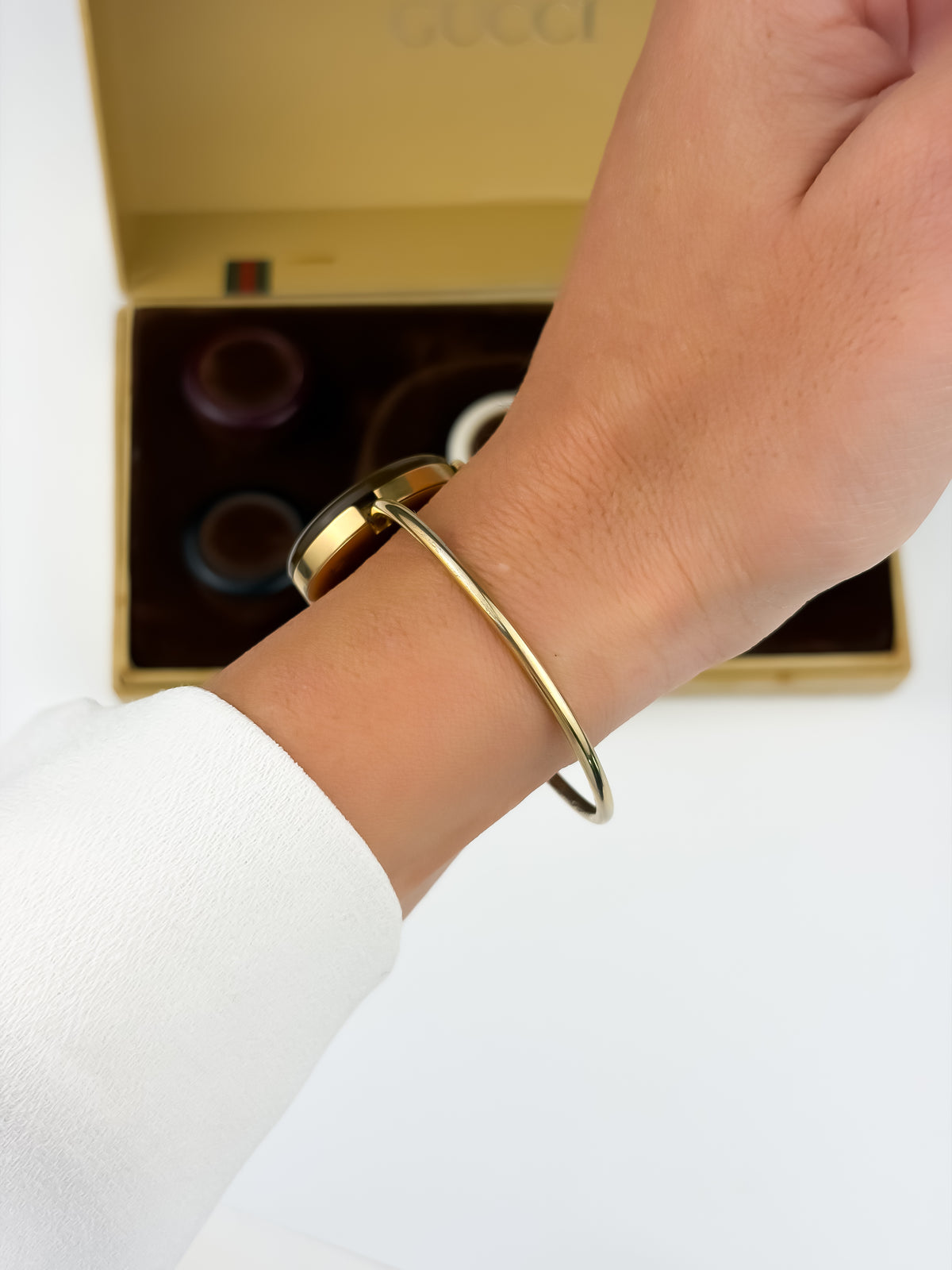 Rare Gucci Bezels Set Gold Watch with Box