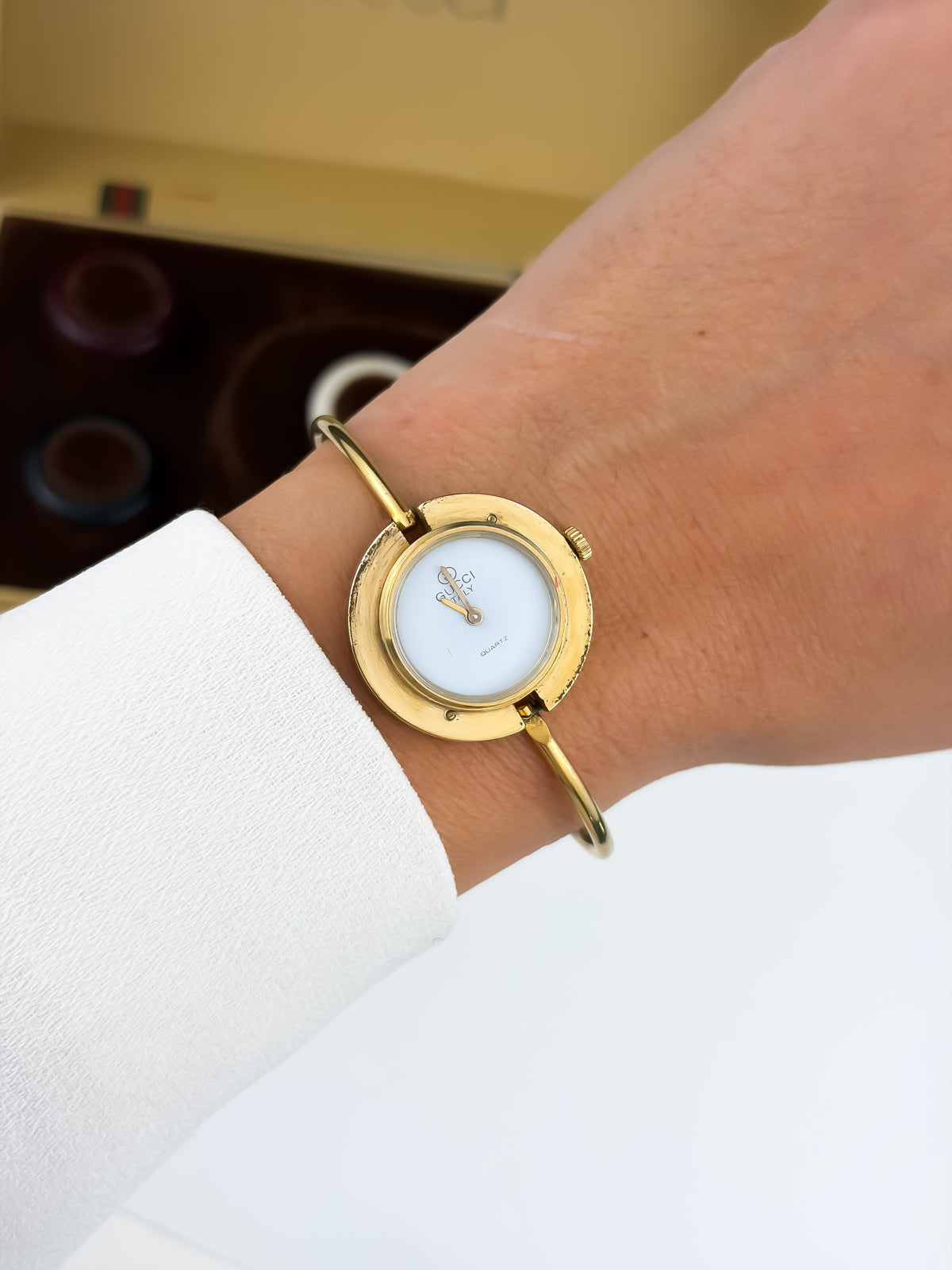 Rare Gucci Bezels Set Gold Watch with Box