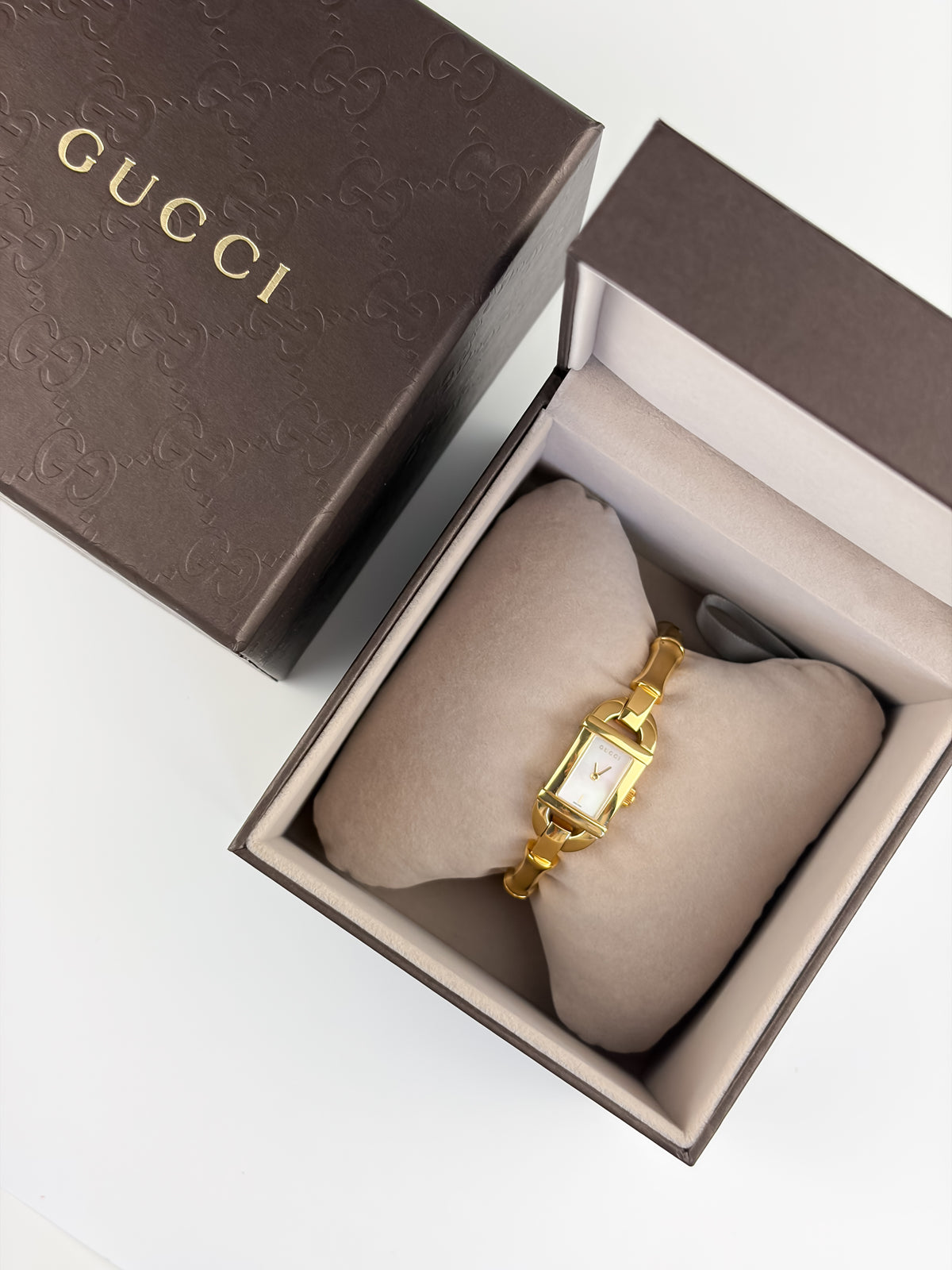 Rare Gucci Bamboo Vintage Gold Watch with Box