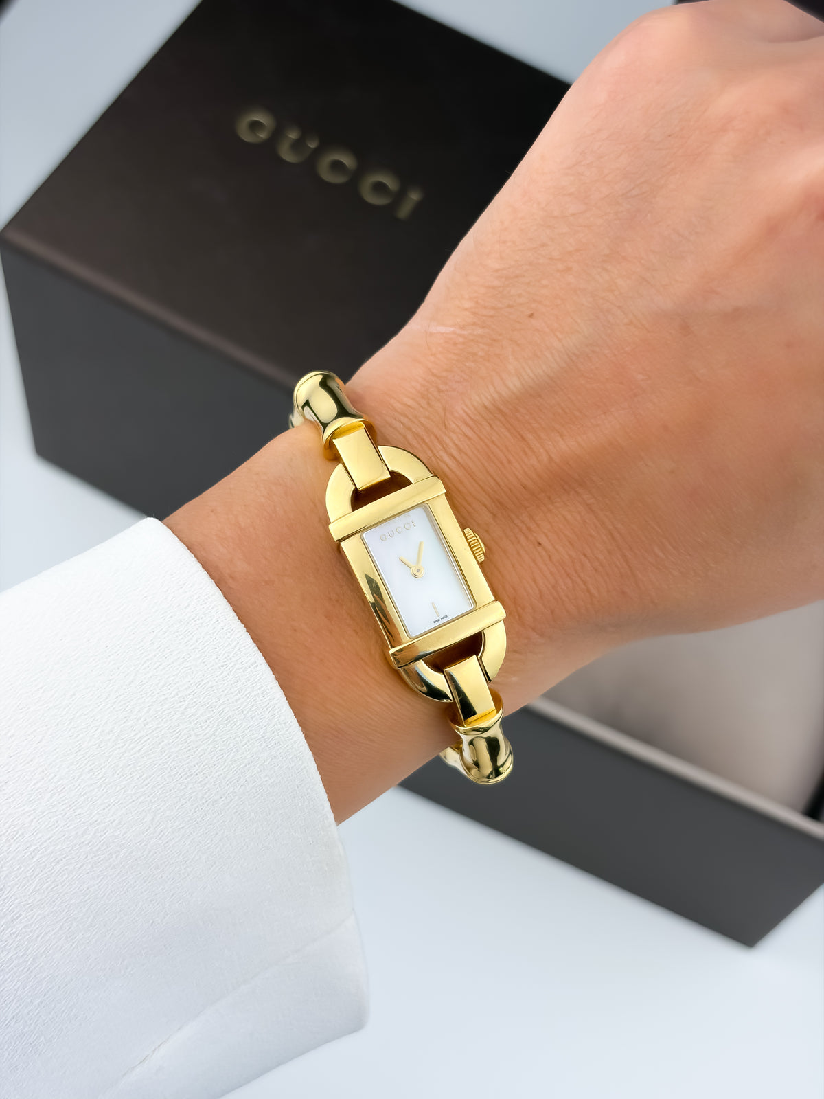 Rare Gucci Bamboo Vintage Gold Watch with Box