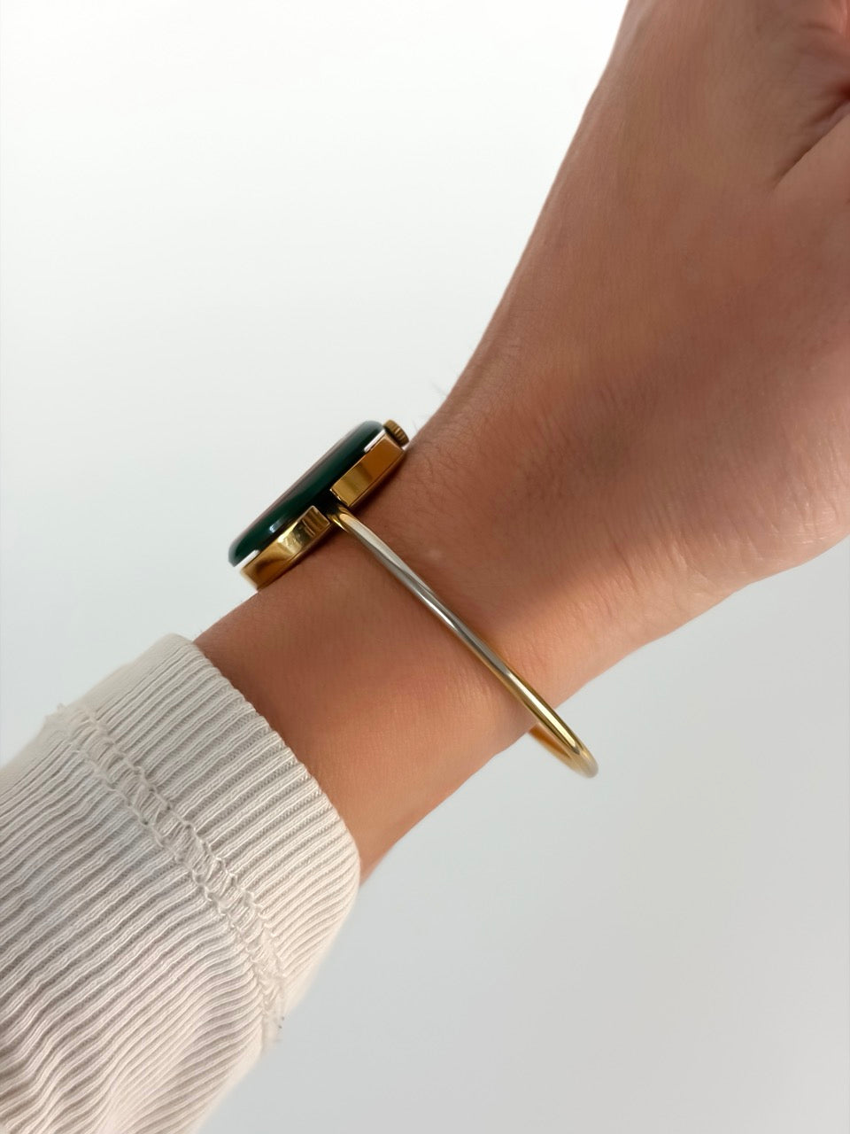 Rare Gucci Firenze Interchangeable Bezels Gold Bangle Watch with Box