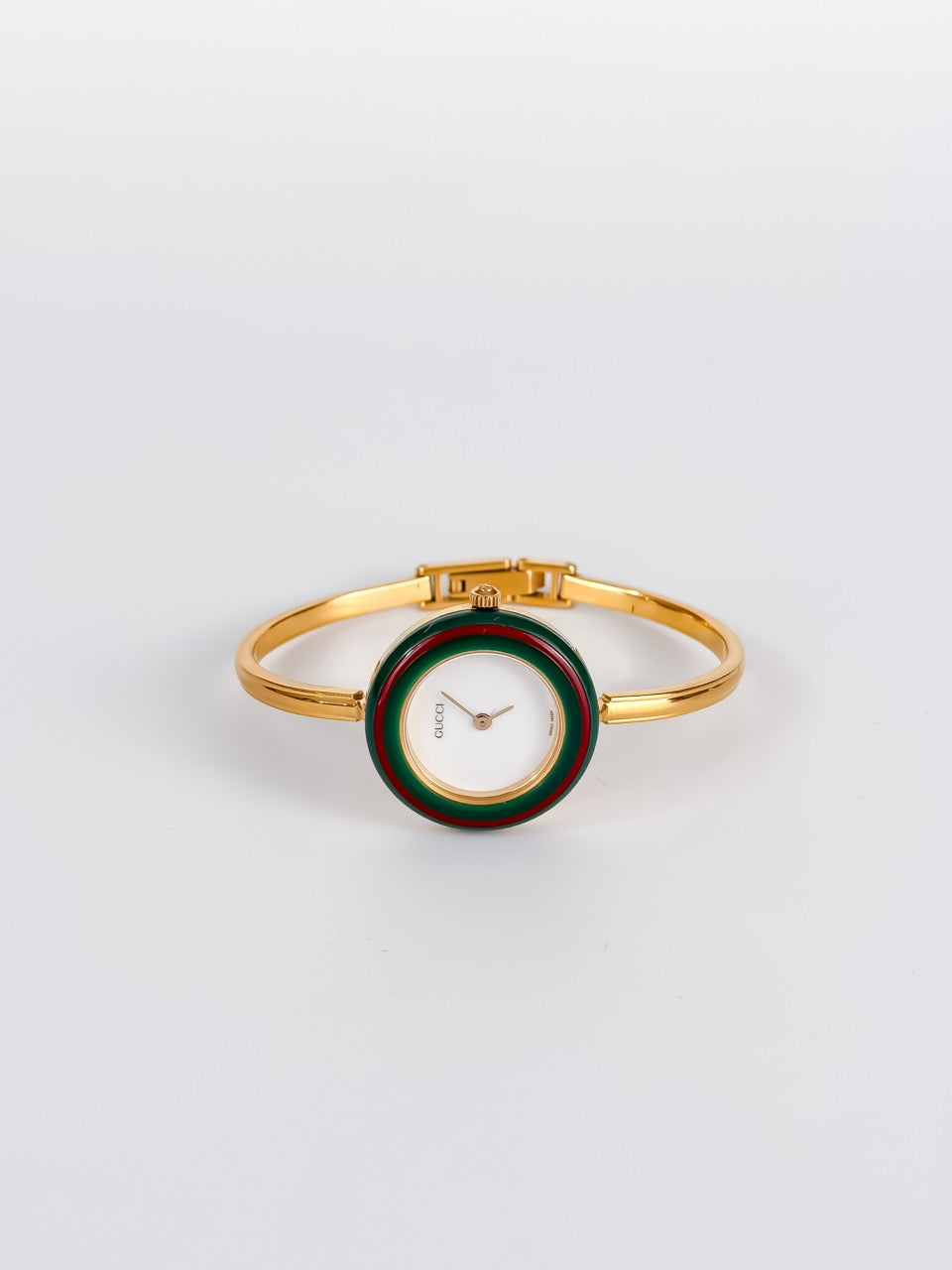 Gucci Cherry Line Interchangeable Bezels Gold Bangle Watch with Box & Papers