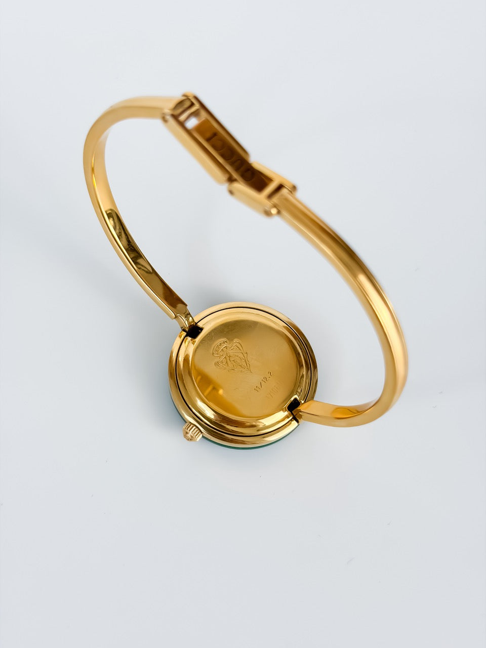 Gucci Cherry Line Interchangeable Bezels Gold Bangle Watch with Box & Papers