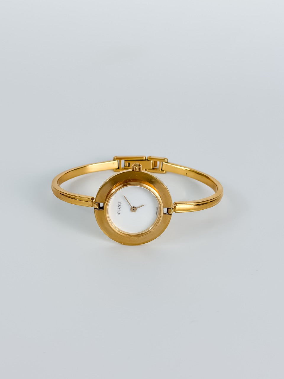 Gucci Cherry Line Interchangeable Bezels Gold Bangle Watch with Box & Papers
