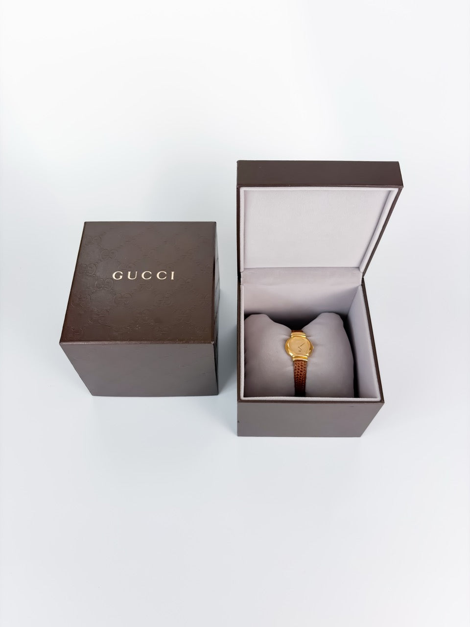 Rare Vintage Gucci Gold Dial Watch with Original Leather Strap