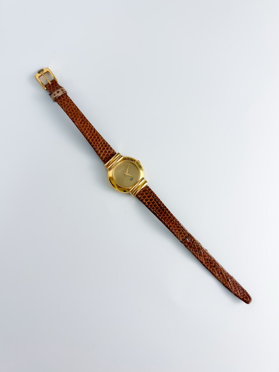 Rare Vintage Gucci Gold Dial Watch with Original Leather Strap