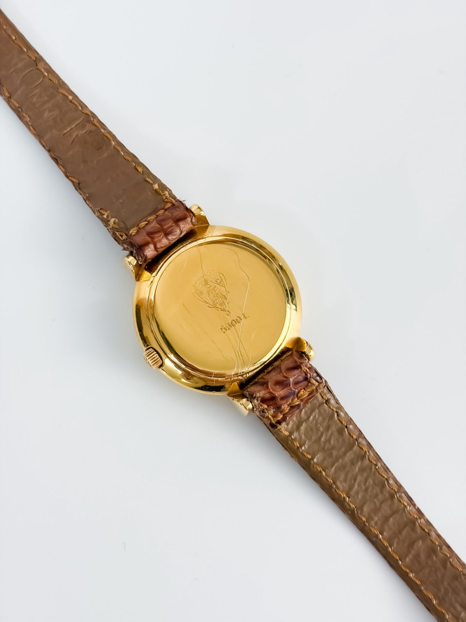 Rare Vintage Gucci Gold Dial Watch with Original Leather Strap