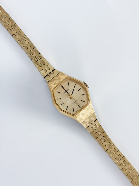 Vintage Seiko 21 Jewels Gold Frosted Hexagonal Watch