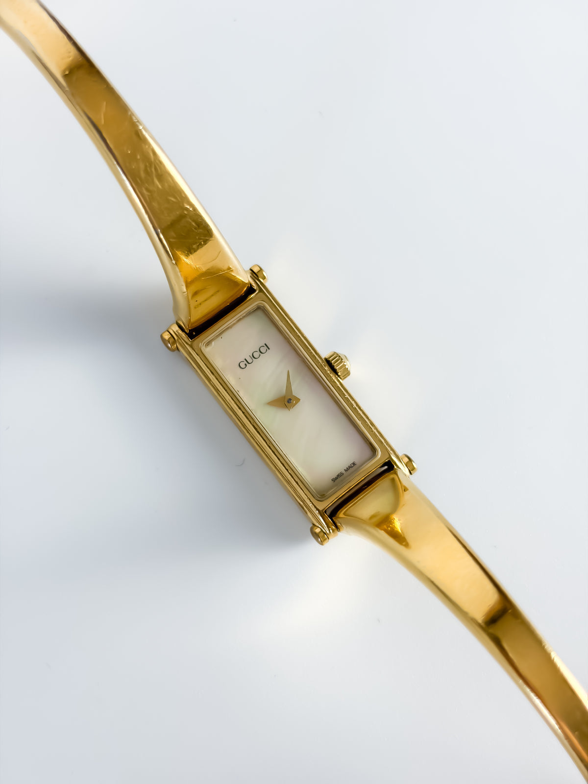 Vintage Gucci Gold Rectangular Watch Horsebit