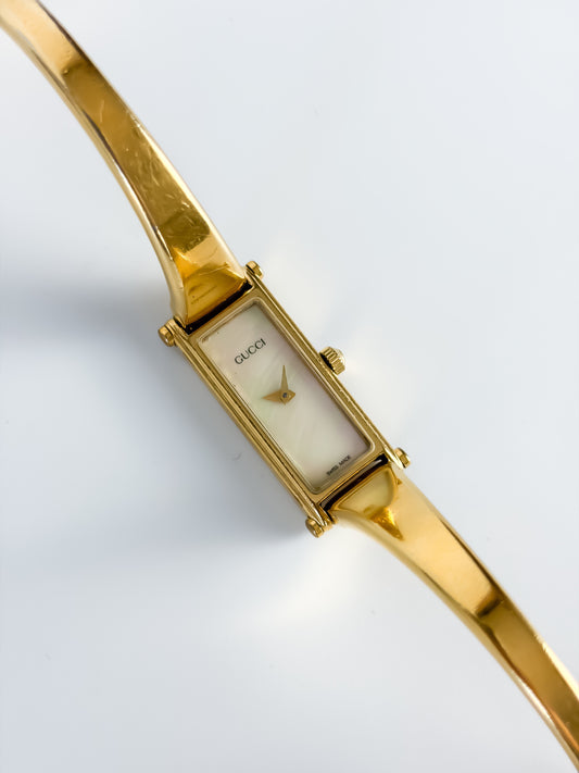 Vintage Gucci Gold Rectangular Watch Horsebit