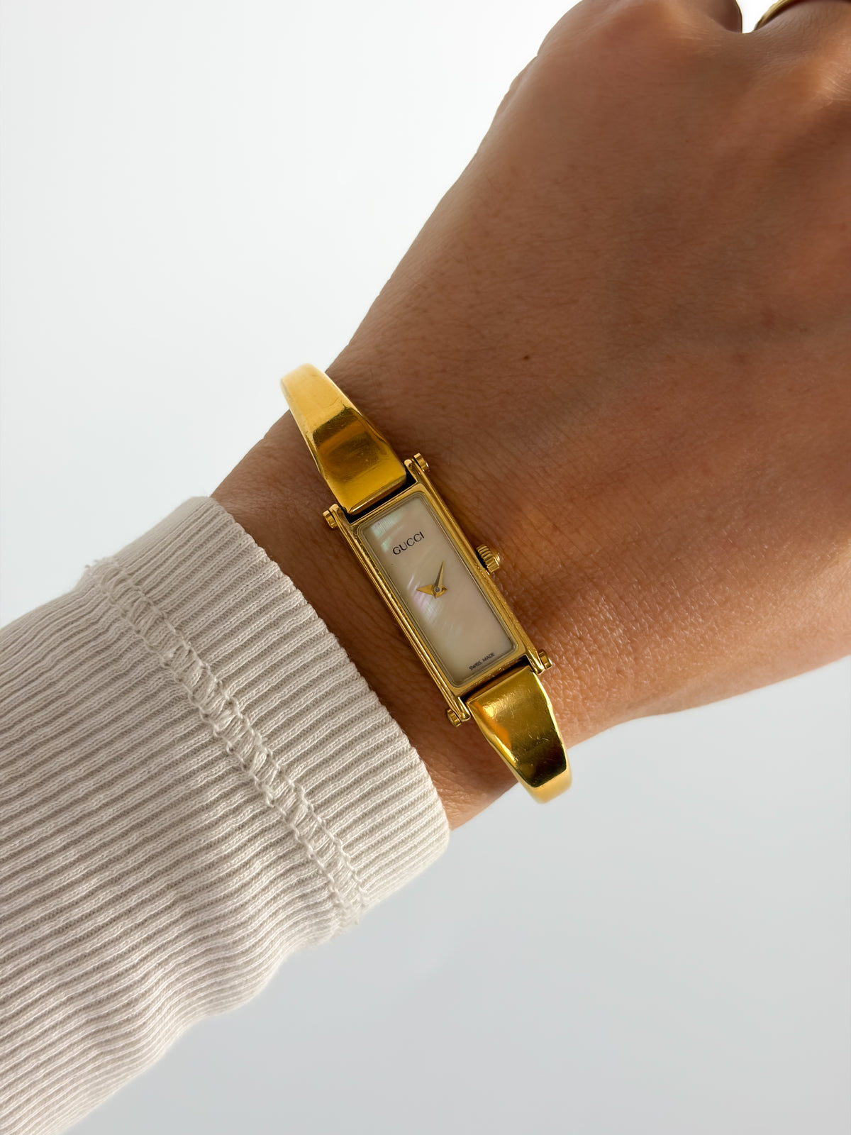 Vintage Gucci Gold Rectangular Watch Horsebit