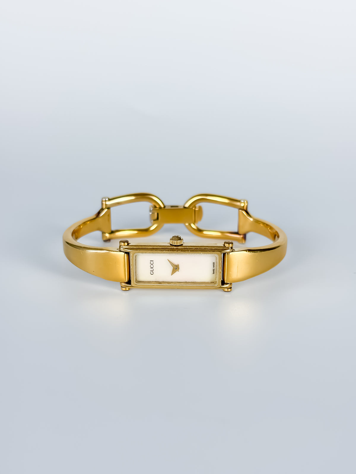 Vintage Gucci Gold Rectangular Watch Horsebit