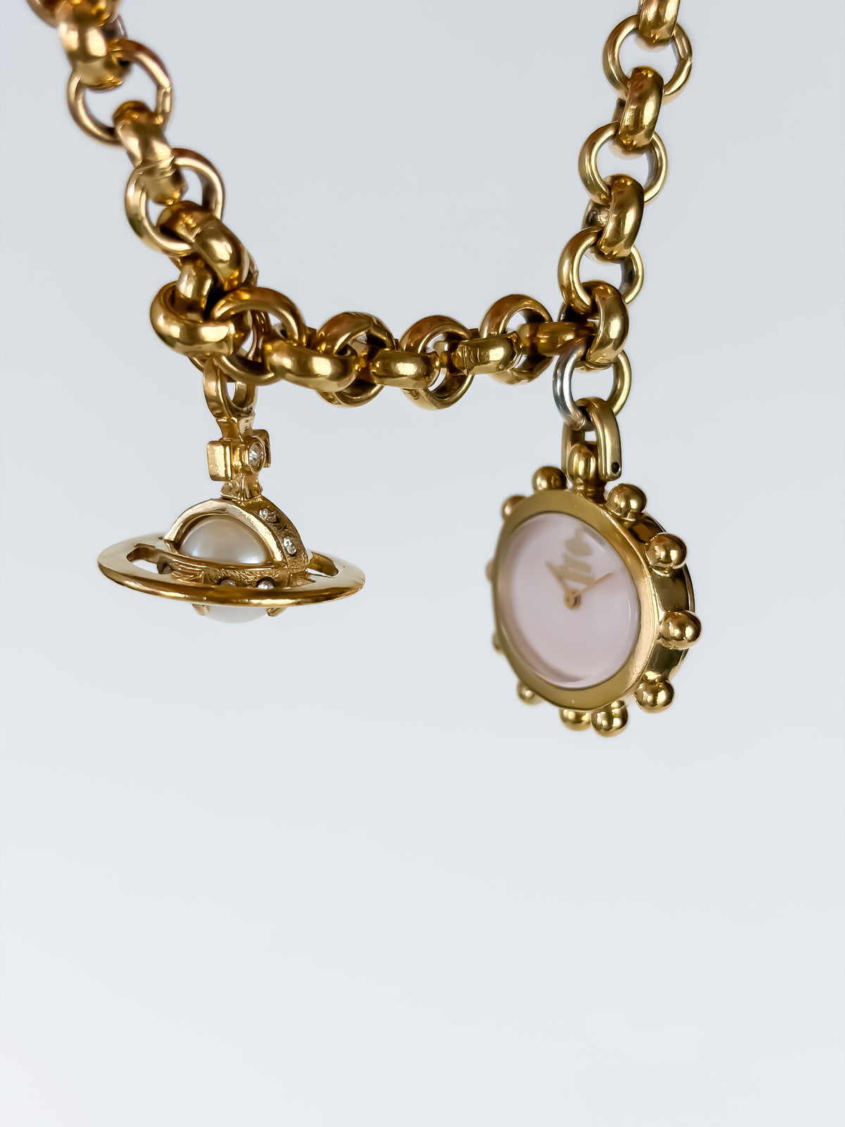 Vintage Vivienne Westwood Gold Watch Bracelet Milk Crown Y2K