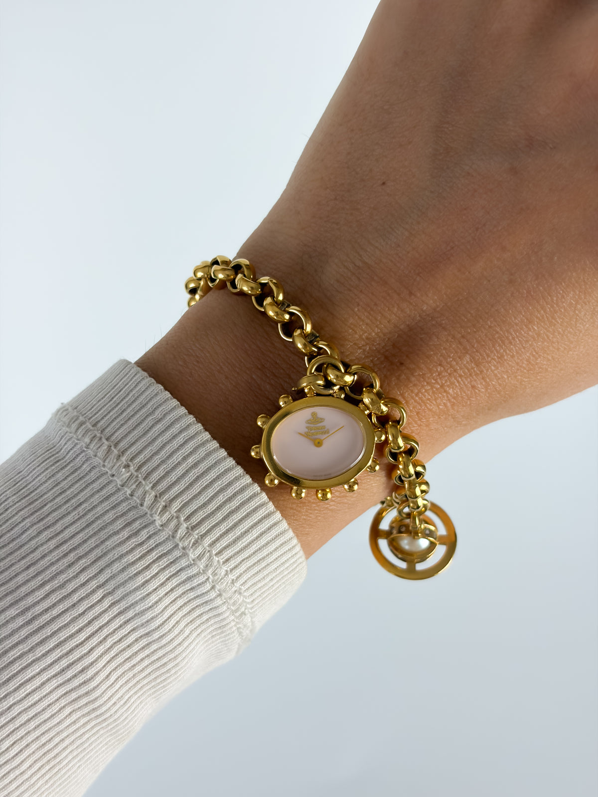 Vintage Vivienne Westwood Gold Watch Bracelet Milk Crown Y2K