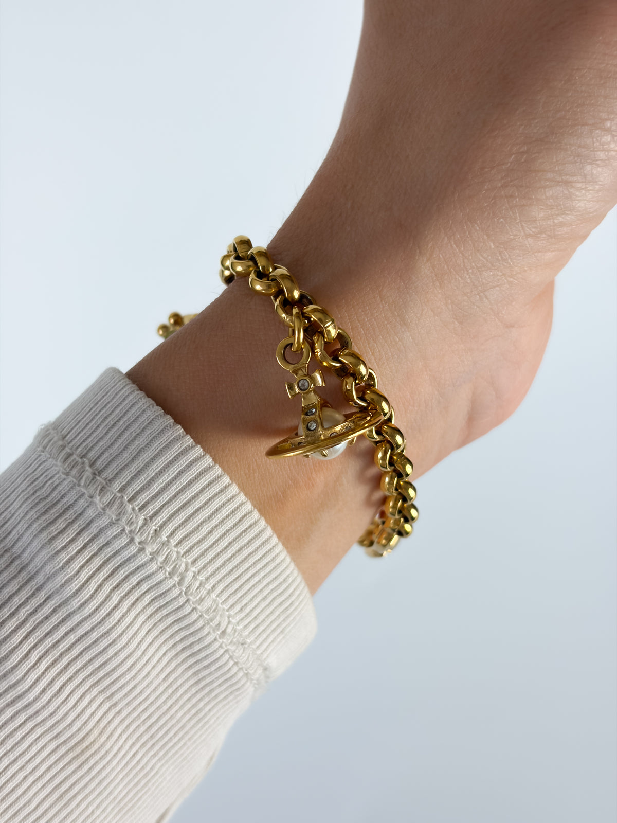 Vintage Vivienne Westwood Gold Watch Bracelet Milk Crown Y2K