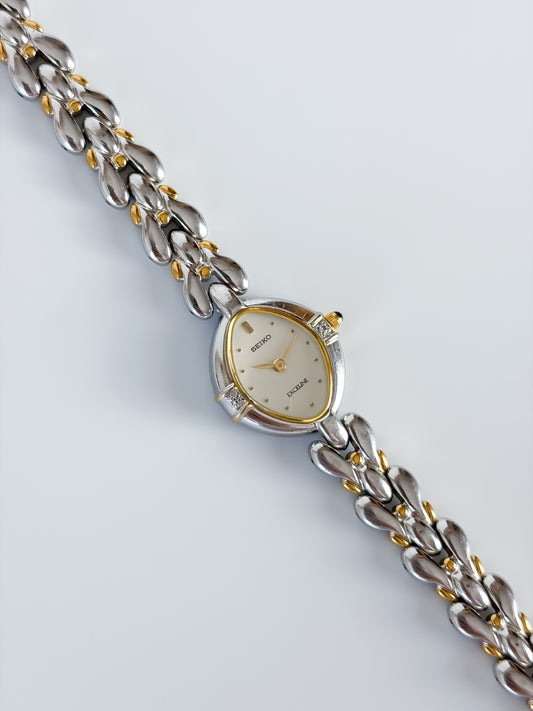 Vintage Seiko Exceline Silver Diamonds Cocktail Watch