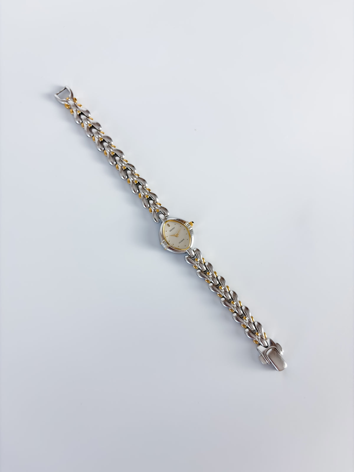 Vintage Seiko Exceline Silver Diamonds Cocktail Watch
