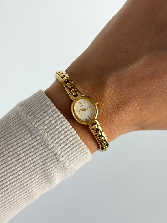 Vintage Seiko Gold Cocktail Watch Interlocking Links