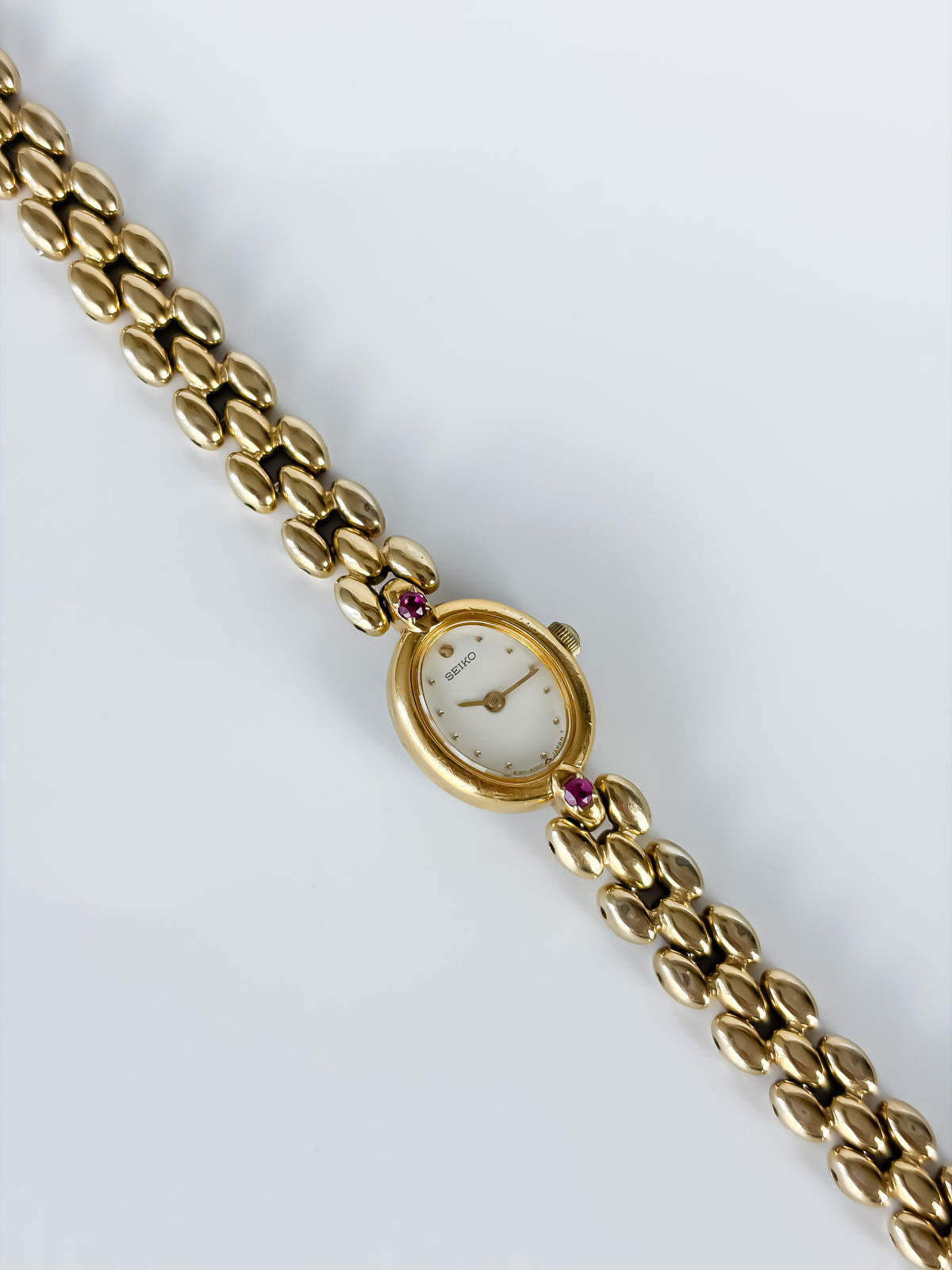 Vintage Seiko Rubies Oval Cocktail Gold Watch