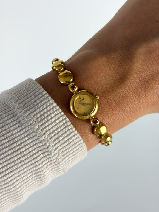 Vintage Seiko Rubies Cocktail Watch Gold Pearls