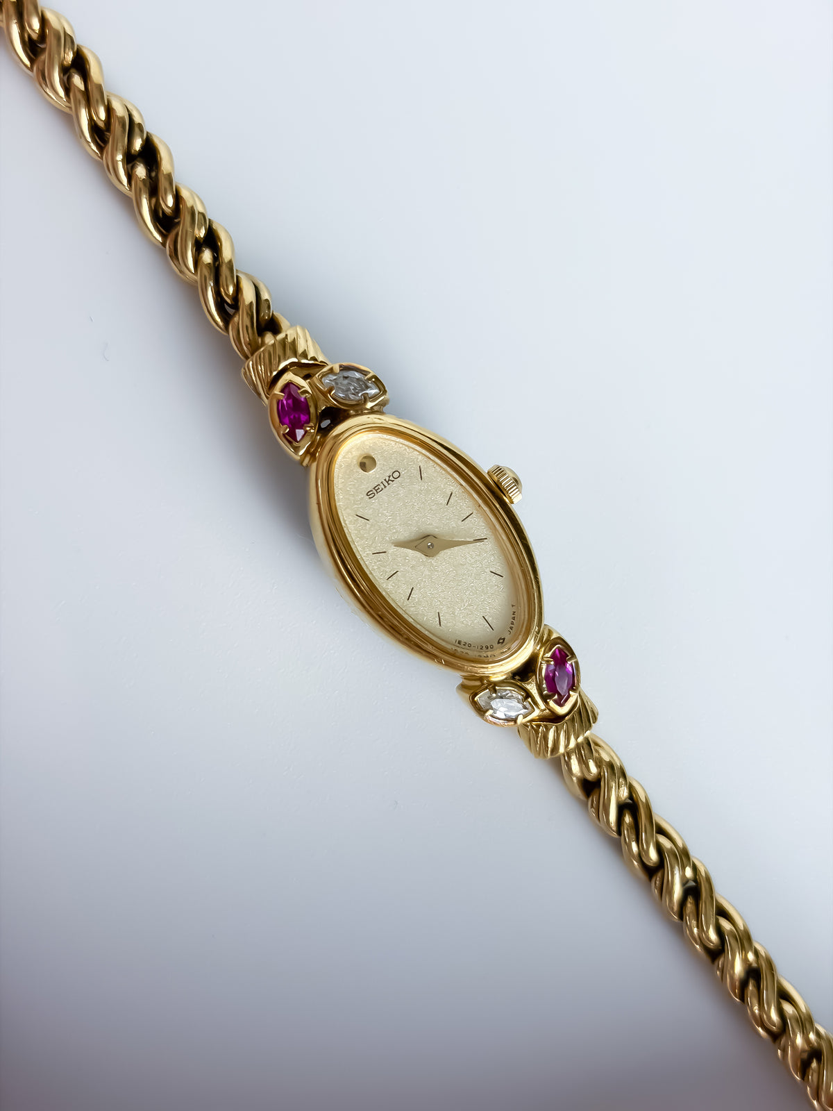 Vintage Seiko Rubies & Diamonds Marquise Cocktail Gold Watch