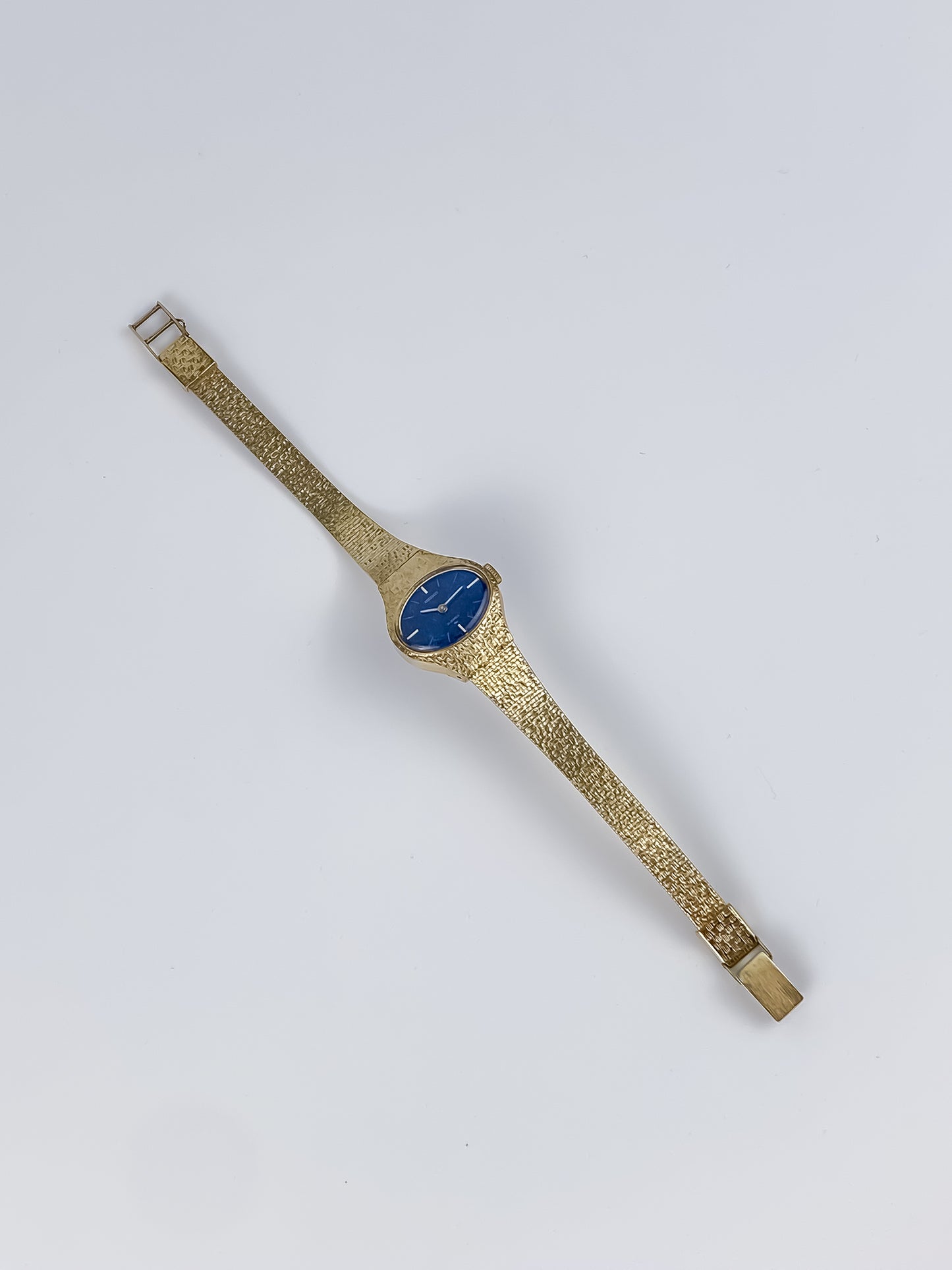 Seiko Vintage Gold Manual Wind Watch Blue Dial