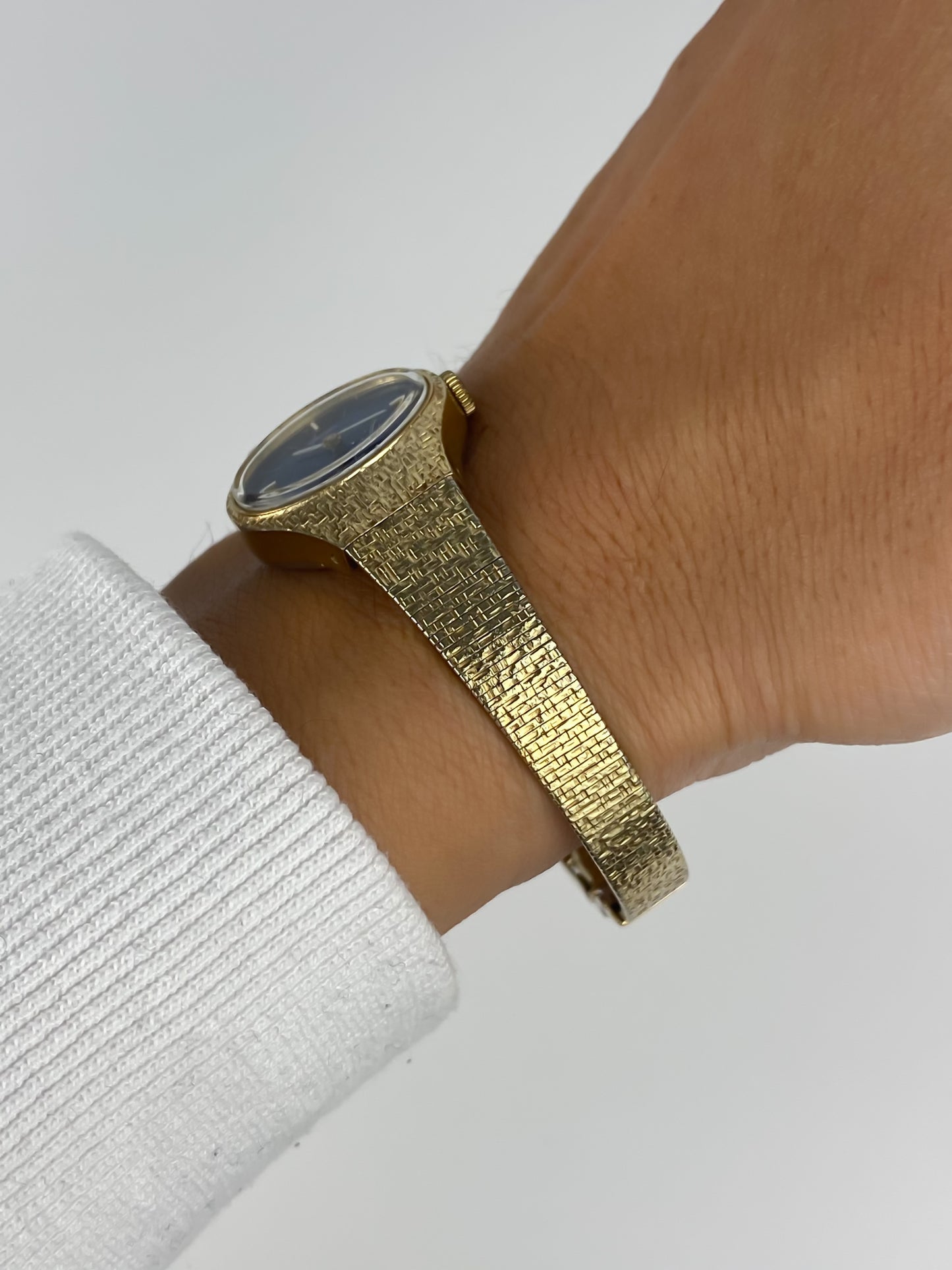 Seiko Vintage Gold Manual Wind Watch Blue Dial