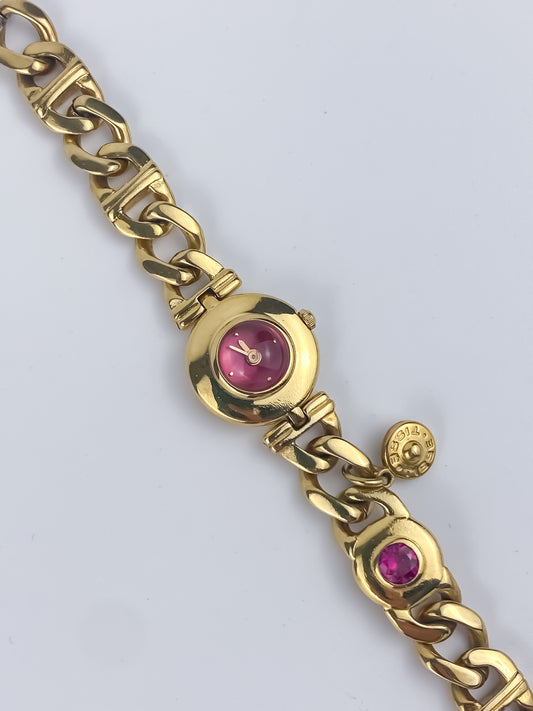 Seiko Vintage Gold Pink Stones Watch Bracelet