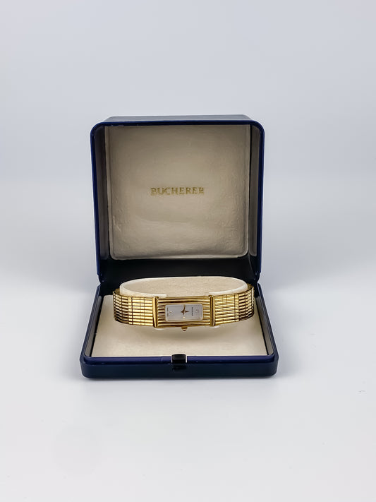 Bucherer Vintage Gold Diamond Rectangular Watch