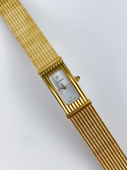 Bucherer Vintage Gold Diamond Rectangular Watch