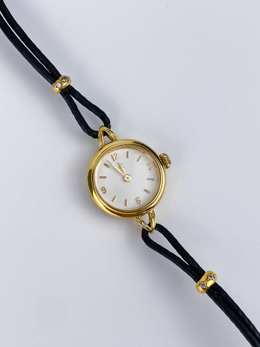 Art Deco 4C Vintage Watch Gold Leather Bracelet