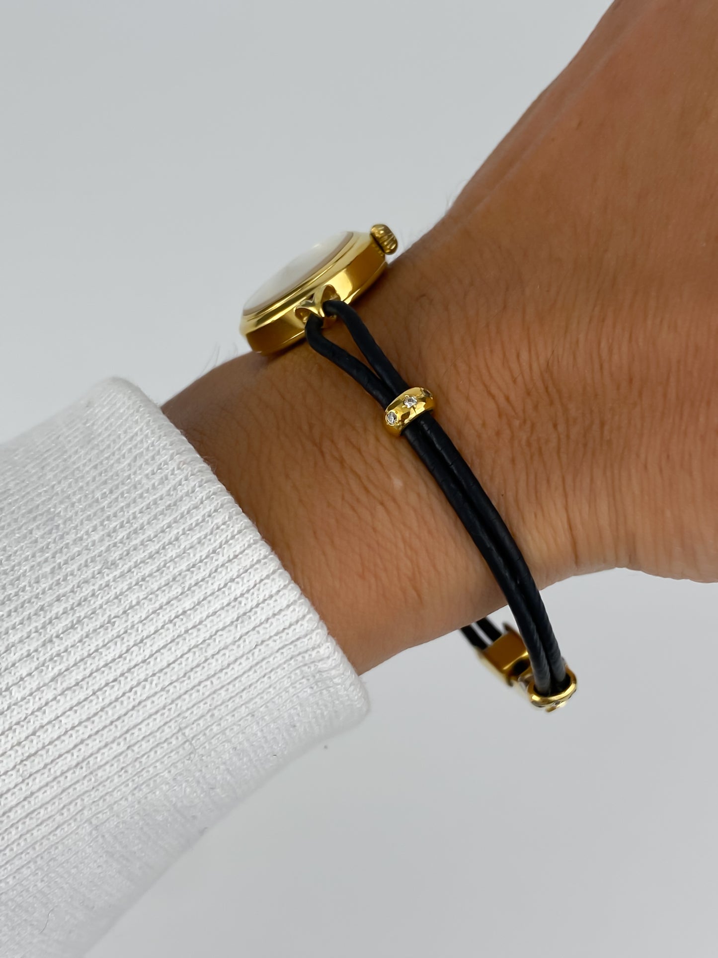 Art Deco 4C Vintage Watch Gold Leather Bracelet