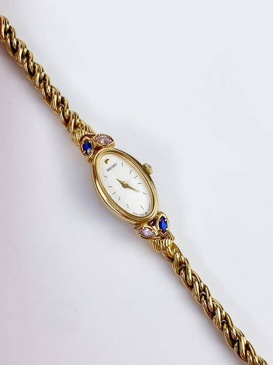 Seiko Vintage Gold Sapphires & Diamonds Watch