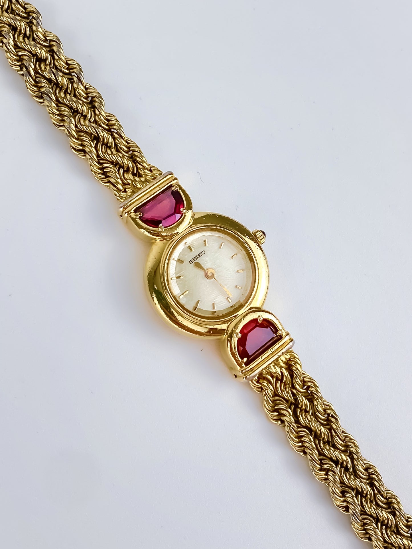 Rare Vintage Seiko Ruby Gold Jewelry Watch