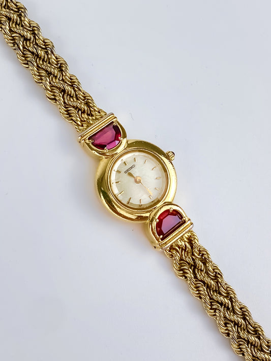 Rare Vintage Seiko Ruby Gold Jewelry Watch