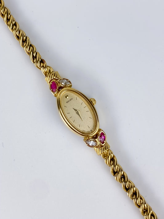 Seiko Vintage Gold Rubies & Diamonds Watch
