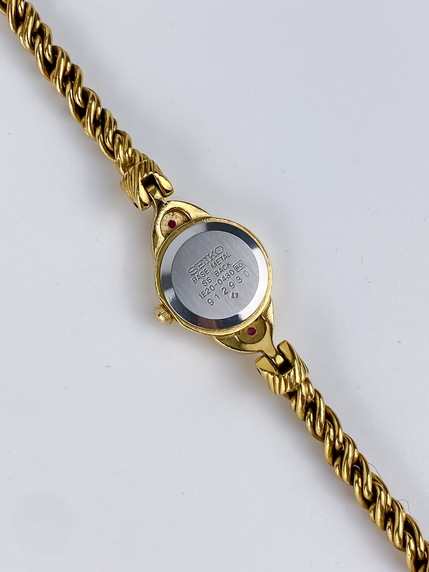 Vintage Seiko Gold Watch Rubies Twisted Chain Bracelet