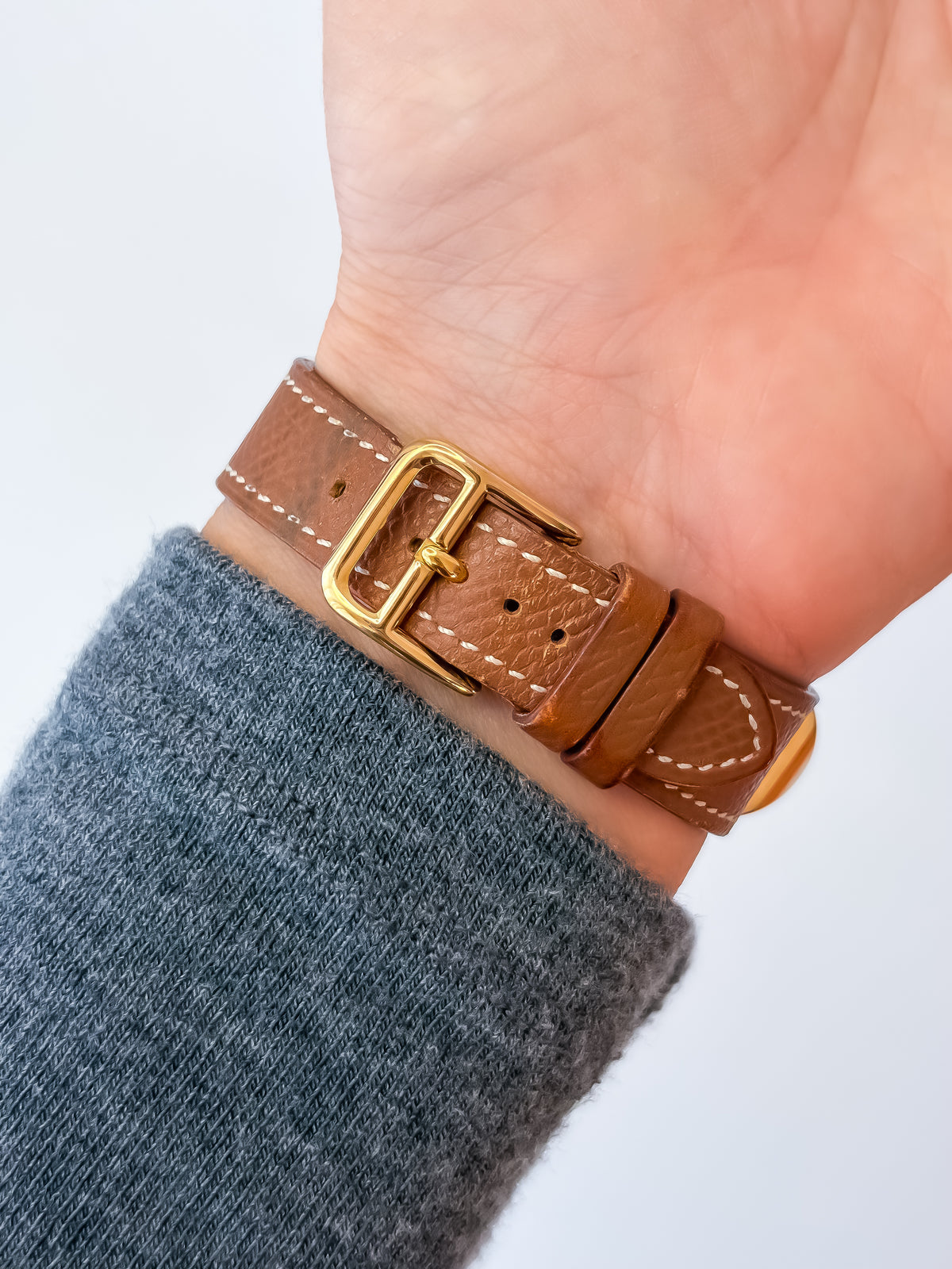 Vintage Hermes Medor Light Brown Gold and Leather Secret Watch