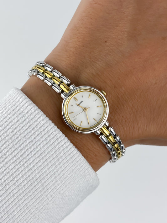 Seiko Vintage Watch Dual Tone Round Dial