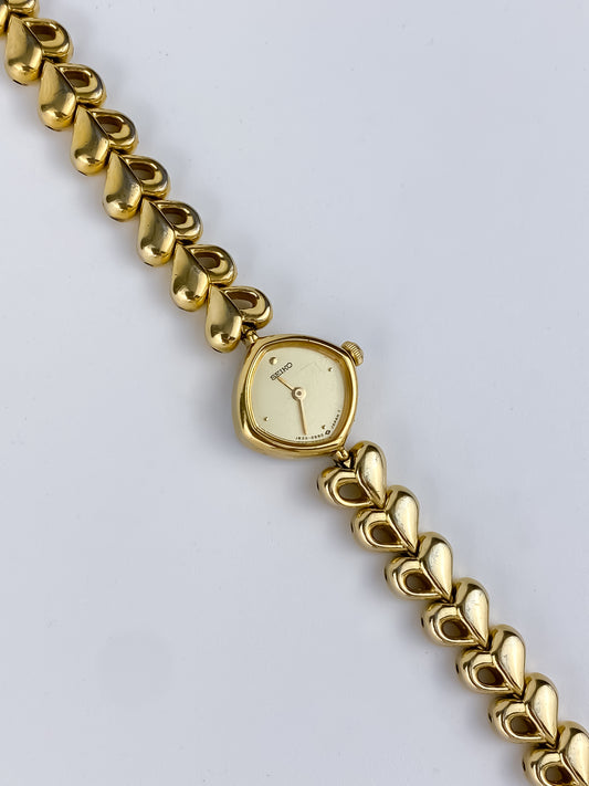 Seiko Vintage Watch Gold Hearts
