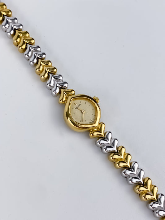 Seiko Vintage Watch Dual Tone Hearts