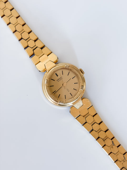 Vintage Seiko Gold Cocktail Watch Retro Sculptural