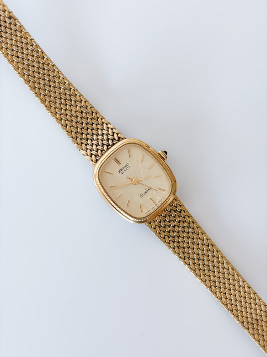 Vintage Seiko Excelline Gold Cocktail Watch Milanese Mesh