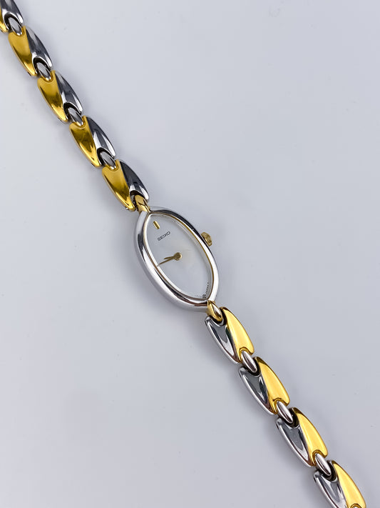 Seiko Vintage Watch Dual Tone Thin Bracelet