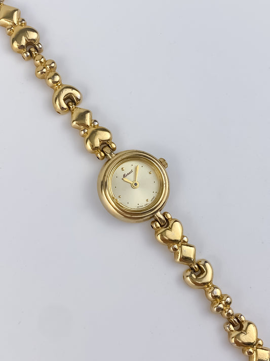 Casio Vintage Gold Watch Hearts Chain Bracelet