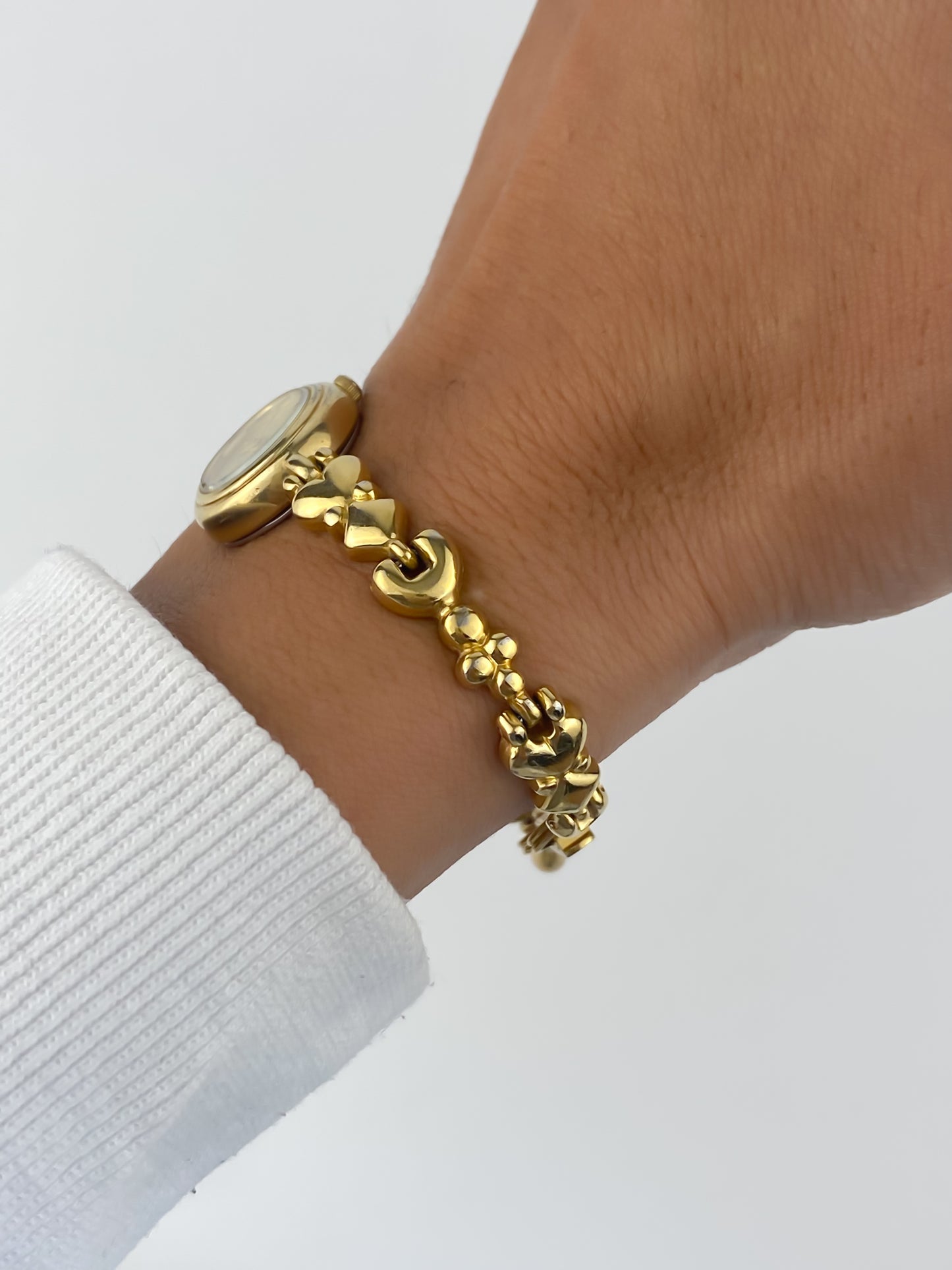 Casio Vintage Gold Watch Hearts Chain Bracelet