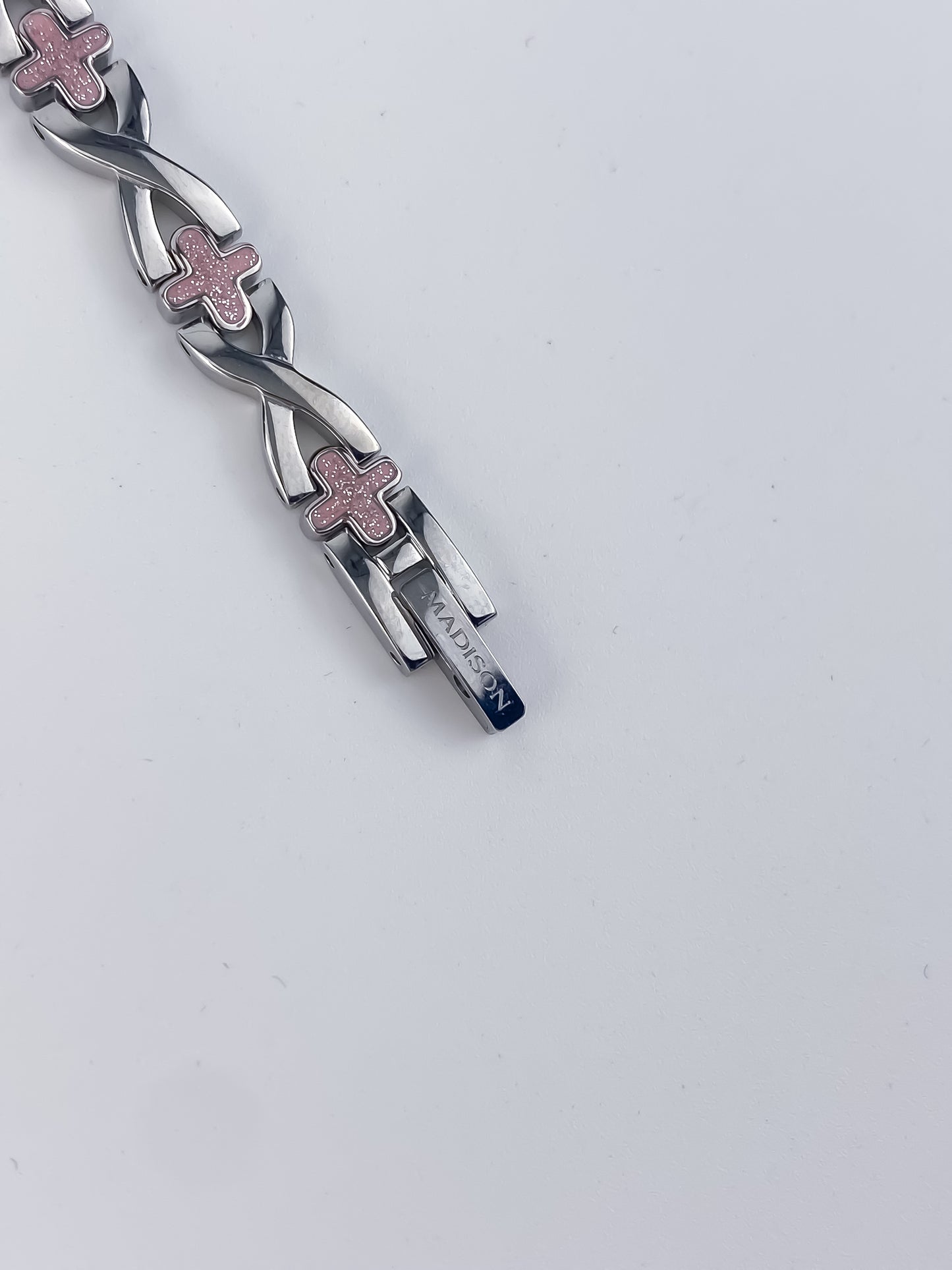 Madison New York Vintage Clover Jewelry Watch Silver Pink