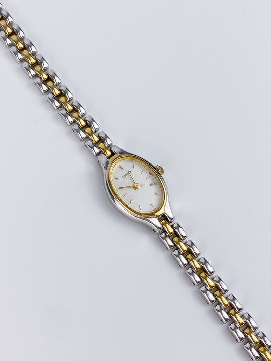 Seiko Vintage Watch Dual Tone Oval Iridescent Dial