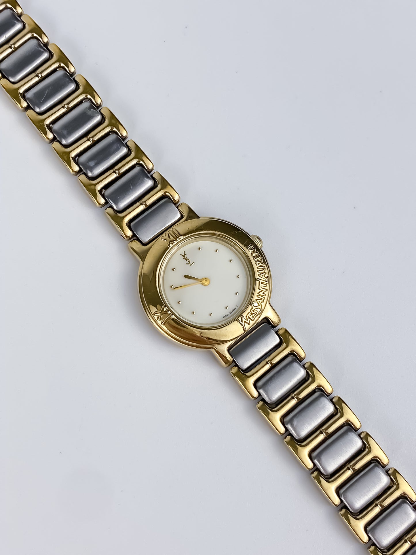 Yves Saint Laurent Duo Tone Vintage Watch Round Dial