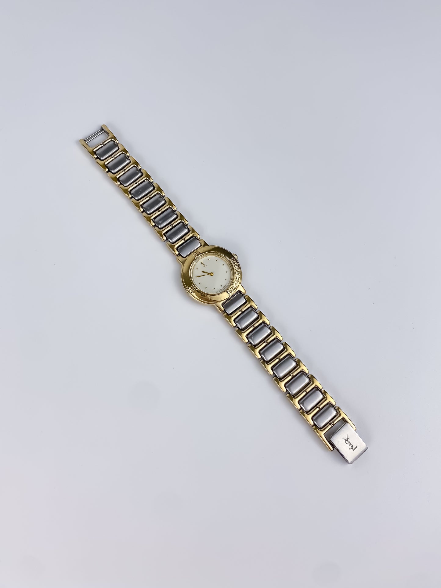Yves Saint Laurent Duo Tone Vintage Watch Round Dial
